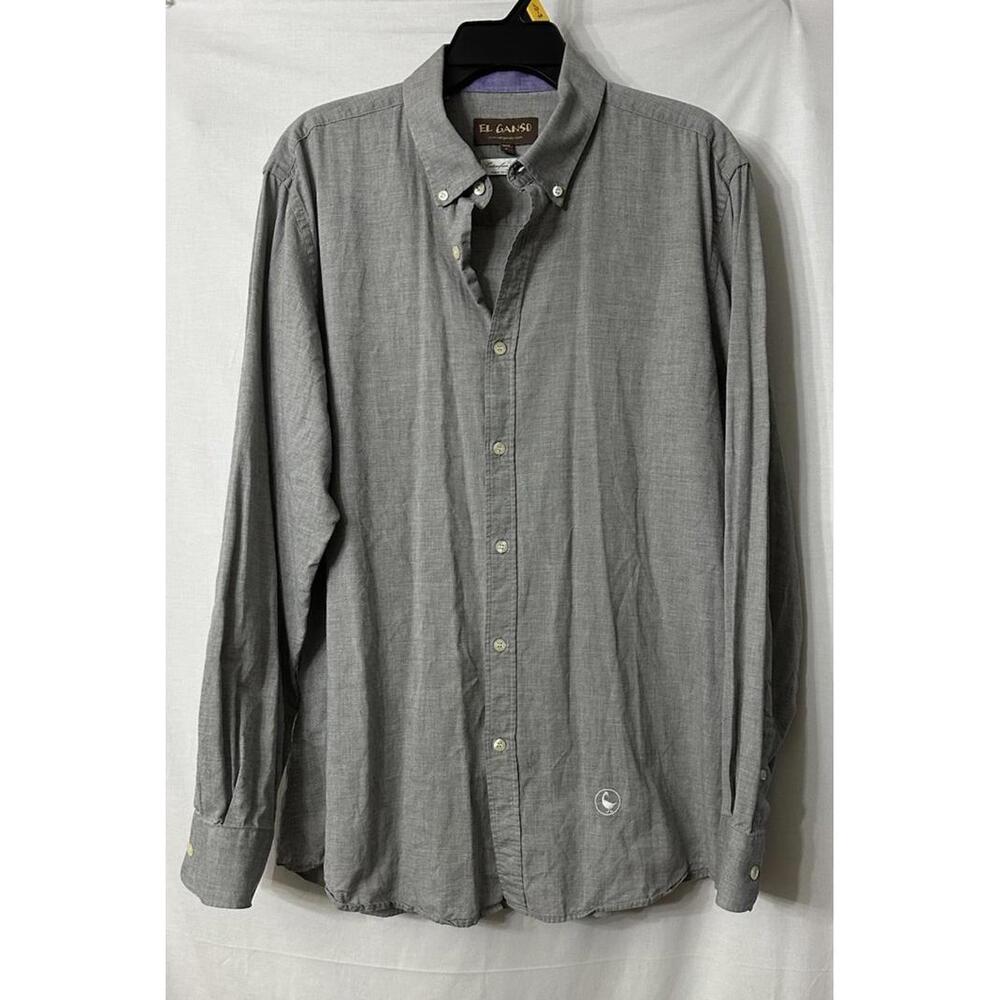 El Ganso Mens Long Sleeve Gray Button Front Italian Fabric Shirt Size 44 EUC